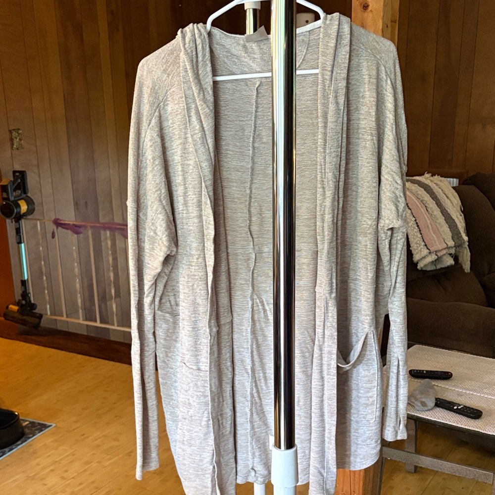 Women's Light Gray Hooded Cardigan